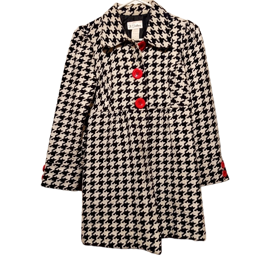 3 SISTERS Girls Houndstooth Peacoat Size S